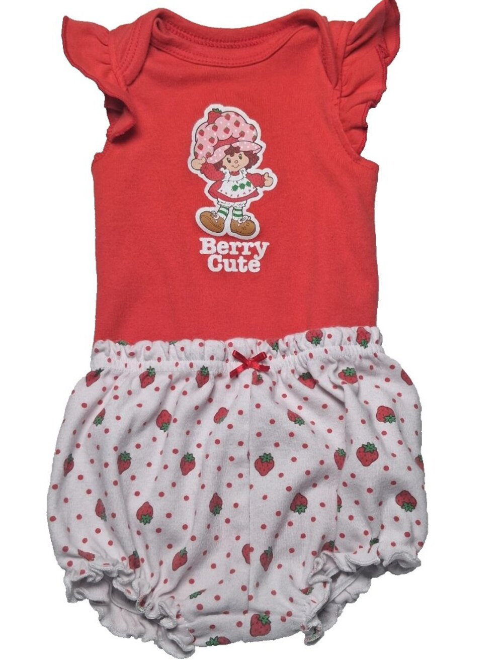 Strawberry Shortcake Outfit Baby Girl 6M 6 Months Red Shirt Shorts Ruffled